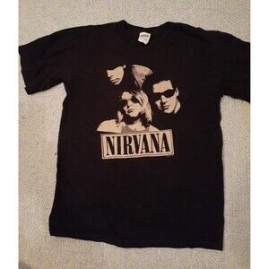 Nirvana t-shirt mens s m black kurt cobain adult grunge top mens top shirt